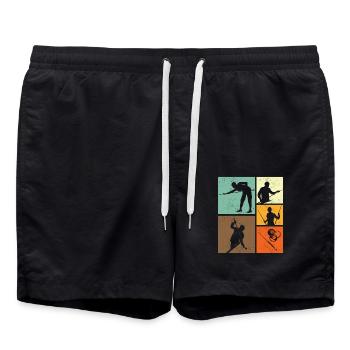 Billiard Retro Vintage Billiard Player Graphic - Swim Trunks - black - Front - AI Model Male 185 light (185cm)