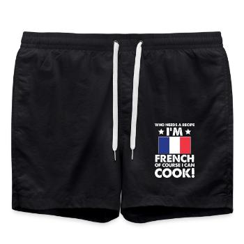 French Cuisine Cook Chef I´m French Of Course I - Swim Trunks - black - Front - AI Model Male 185 light (185cm)