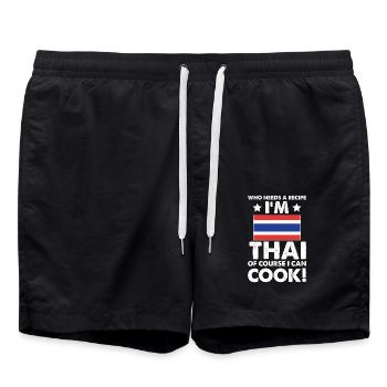Thailändische Küche Koch Koch Ich bin Thai Natürlich Ich - Badeshorts - Schwarz - Vorne - AI Model Male 185 light (185cm)