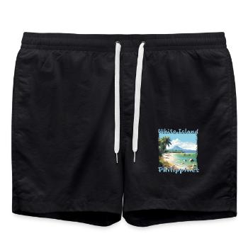 White Island Beach Philippines vacation beach - Swim Trunks - black - Front - AI Model Male 185 light (185cm)