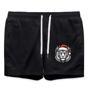 Tiger Santa Christmas Animal - Swim Trunks - black - Front - AI Model Male 185 light (185cm)
