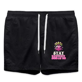 Beetroot Love - Stay Beetiful Kawaii Beets Pun - Swim Trunks - black - Front - AI Model Male 185 light (185cm)