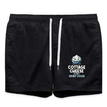 Kawaii Cottage Cheese Amateur de fromage cottage - Short de bain - noir - Devant - AI Model Male 185 light (185cm)