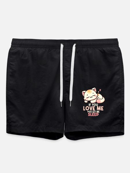 Katze, wenn du mich liebst, lässt du mich schlafen schlafende Katze - Badeshorts - Schwarz