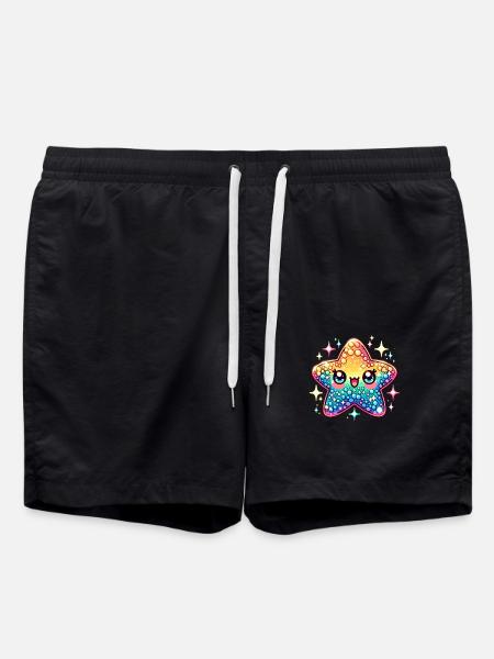 Seestern Kawaii Niedliches Meeresleben - Badeshorts - Schwarz