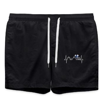 Helsinki Skyline Herzschlag Finnisch Love Finnland - Badeshorts - Schwarz - Vorne - AI Model Male 185 light (185cm)