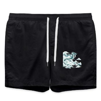 Drachenwolke Chinesischer Drache Aquarell Kunst - Badeshorts - Schwarz - Vorne - AI Model Male 185 light (185cm)