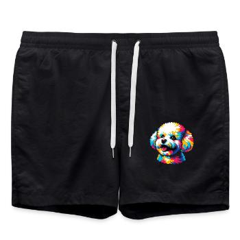 Bichon Frise chien Pop Art - Short de bain - noir - Devant - AI Model Male 185 light (185cm)