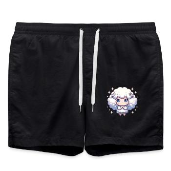 Signe astrologique Vierge Kawaii personnage cadeau d’anniversaire - Short de bain - noir - Devant - AI Model Male 185 light (185cm)