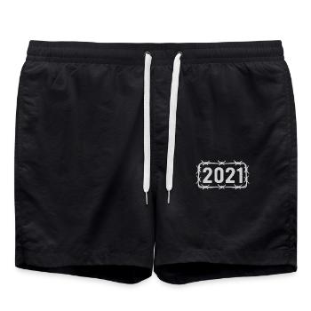 Birthday Vintage 2021 Barbed Wire - Swim Trunks - black - Front - AI Model Male 185 light (185cm)