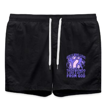 Mädchen, die Taekwondo lieben, sind ein Geschenk Gottes - Badeshorts - Schwarz - Vorne - AI Model Male 185 light (185cm)