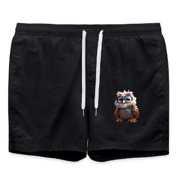Eule Schleiereule Geschenk Kauz Uhu Owl Süße Eulen - Badeshorts - Schwarz - Vorne - AI Model Male 185 light (185cm)