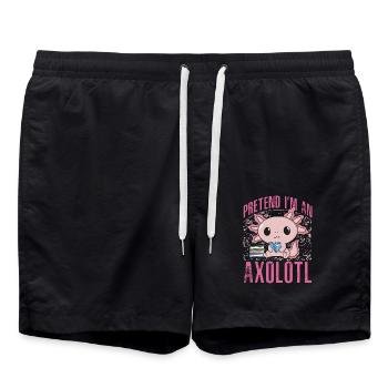 Tu so, als wäre ich ein Axolotl - Badeshorts - Schwarz - Vorne - AI Model Male 185 light (185cm)