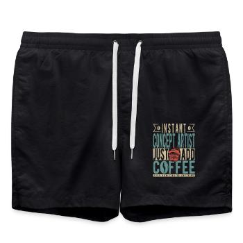 Instant Concept Artist Just Add Coffee - Short de bain - noir - Devant - AI Model Male 185 light (185cm)