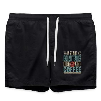 Instant English Teacher Just Add Coffee - Swim Trunks - black - Front - AI Model Male 185 light (185cm)