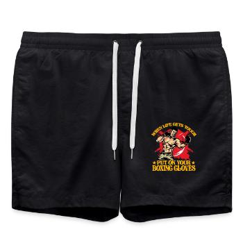 Wenn das Leben hart wird, ziehen Sie Ihre Boxhandschuhe an - Badeshorts - Schwarz - Vorne - AI Model Male 185 light (185cm)
