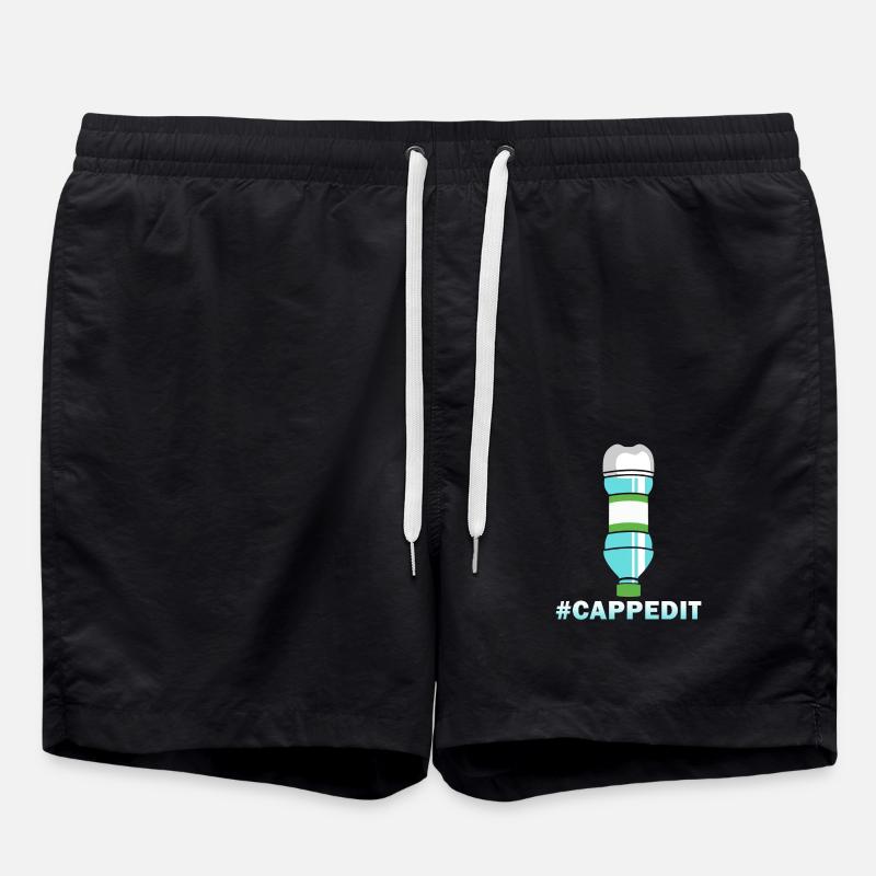 Bottle Flip #Cappedit - Swim Trunks - black
