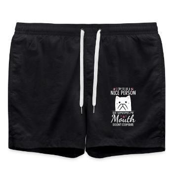 I Try To Be A Nice Person But Sometimes My Mouth - Swim Trunks - black - Front - AI Model Male 185 light (185cm)