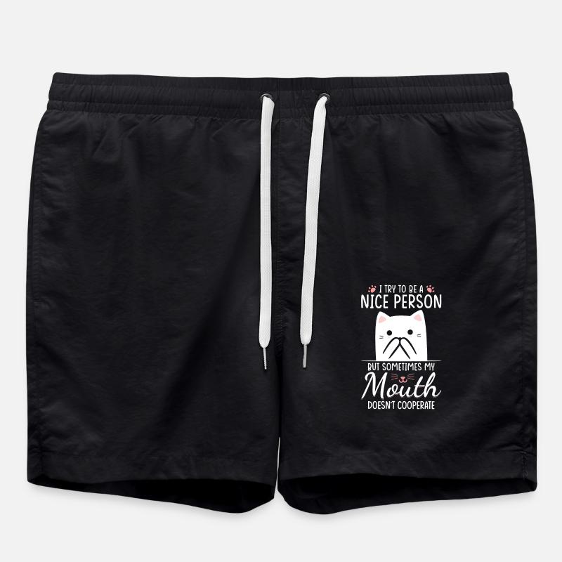 Ich versuche, ein netter Mensch zu sein, aber manchmal hat mein Mund - Badeshorts - Schwarz