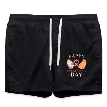 Joyeuse Affection Féline de la Fête de Meowentine - Short de bain - noir - Devant - AI Model Male 185 light (185cm)