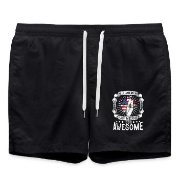 Mexique États-Unis Drapeau - Moitié Américain Moitié Mexicain - Short de bain - noir - Devant - AI Model Male 185 light (185cm)