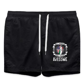 Italien USA-Flagge - Halb Amerikanerin, Halb Italienisch - Badeshorts - Schwarz - Vorne - AI Model Male 185 light (185cm)
