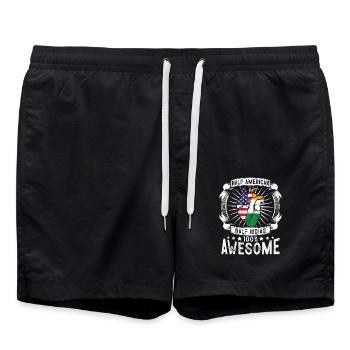 Indien USA Flagge - Halb Amerikaner, Halb Indianer - Badeshorts - Schwarz - Vorne - AI Model Male 185 light (185cm)