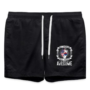 Corée du Sud Drapeau des États-Unis - moitié américain moitié coréen - Short de bain - noir - Devant - AI Model Male 185 light (185cm)