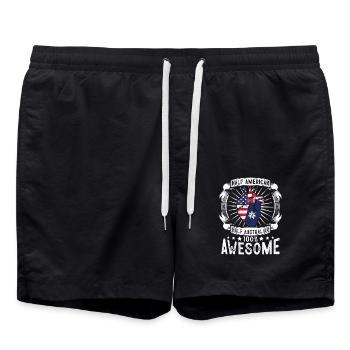 Australia USA Flag - Half American Half Australian - Swim Trunks - black - Front - AI Model Male 185 light (185cm)