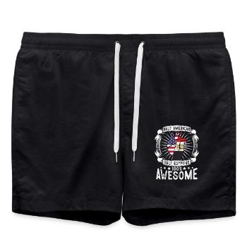 Égypte États-Unis Drapeau - Moitié Américain Moitié Egyptien - Short de bain - noir - Devant - AI Model Male 185 light (185cm)