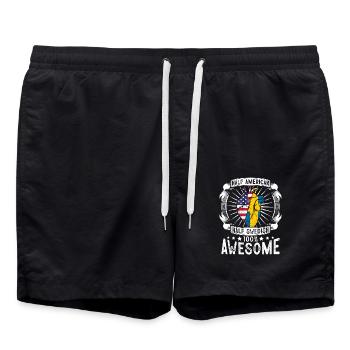 Sweden USA Flag - Half American Half Swedish - Swim Trunks - black - Front - AI Model Male 185 light (185cm)
