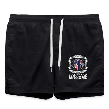 Norvège États-Unis Drapeau - moitié américain moitié norvégien - Short de bain - noir - Devant - AI Model Male 185 light (185cm)