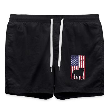 Chien bouledogue avec drapeau des États-Unis - Short de bain - noir - Devant - AI Model Male 185 light (185cm)