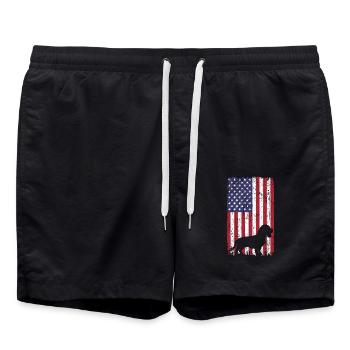 Chien Beagle avec drapeau des États-Unis - Short de bain - noir - Devant - AI Model Male 185 light (185cm)
