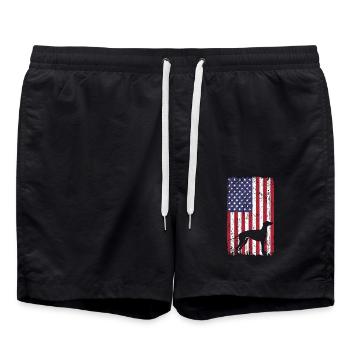 Chien lévrier avec drapeau des États-Unis - Short de bain - noir - Devant - AI Model Male 185 light (185cm)
