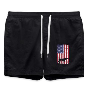Braque de Weimar avec drapeau des États-Unis - Short de bain - noir - Devant - AI Model Male 185 light (185cm)