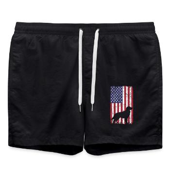 Chien Golden Retriever avec drapeau des États-Unis - Short de bain - noir - Devant - AI Model Male 185 light (185cm)