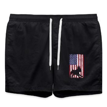 Chien Boston Terrier avec drapeau des États-Unis - Short de bain - noir - Devant - AI Model Male 185 light (185cm)