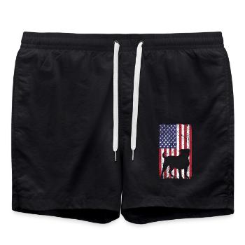 Bouledogue américain avec drapeau des États-Unis - Short de bain - noir - Devant - AI Model Male 185 light (185cm)
