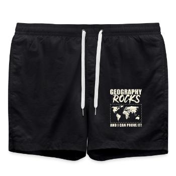 Professeur de géographie : Geography Rocks - Short de bain - noir - Devant - AI Model Male 185 light (185cm)