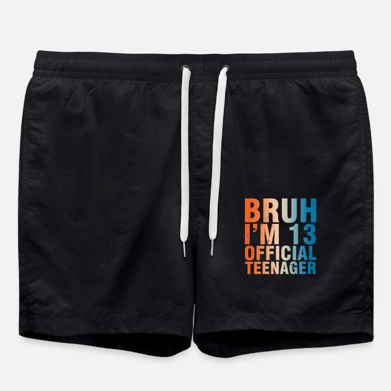 Bruh I’m 13 Officiel Adolescent - Short de bain - noir