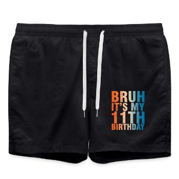 Bruh c’est mon 11ème anniversaire - Short de bain - noir - Devant - AI Model Male 185 light (185cm)