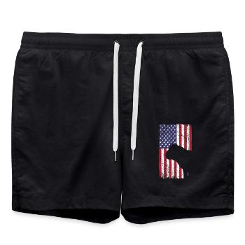 Chien bouledogue avec drapeau des États-Unis - Short de bain - noir - Devant - AI Model Male 185 light (185cm)