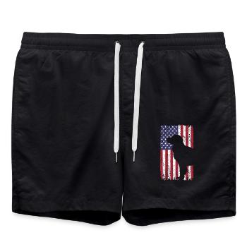 Chien Golden Retriever avec drapeau des États-Unis - Short de bain - noir - Devant - AI Model Male 185 light (185cm)