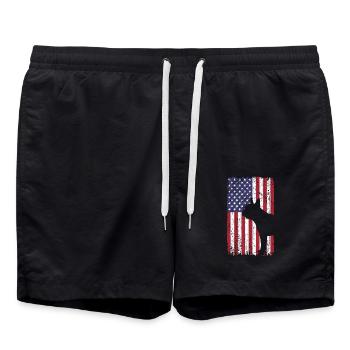 Chien Boston Terrier avec drapeau des États-Unis - Short de bain - noir - Devant - AI Model Male 185 light (185cm)