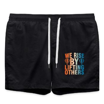 Hot Air Balloon Inspiration Saying - Swim Trunks - black - Front - AI Model Male 185 light (185cm)
