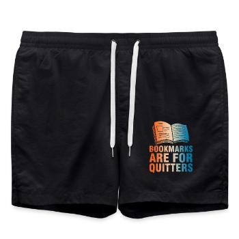 Bookworms beware - Reading without limits - Swim Trunks - black - Front - AI Model Male 185 light (185cm)
