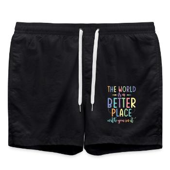 Le monde est plus beau avec toi - Short de bain - noir - Devant - AI Model Male 185 light (185cm)