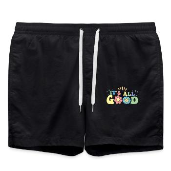 It's All Good Bunte Blumen und Sterne - Badeshorts - Schwarz - Vorne - AI Model Male 185 light (185cm)