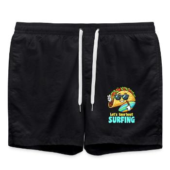 Lets Taco Bout Surfing Funny - Swim Trunks - black - Front - AI Model Male 185 light (185cm)